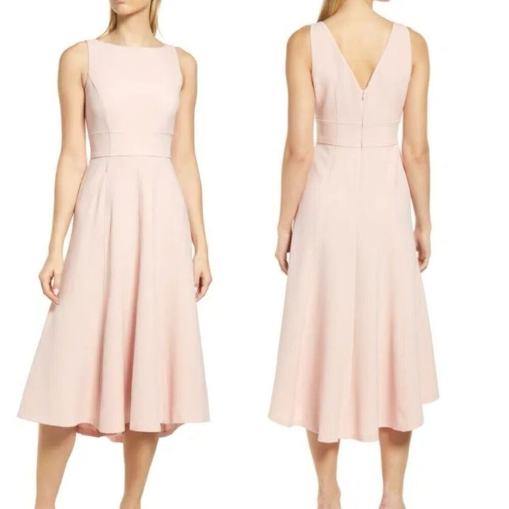 NWT Eliza j Bateau Neck Fit & Flare Dress Pink Size 8